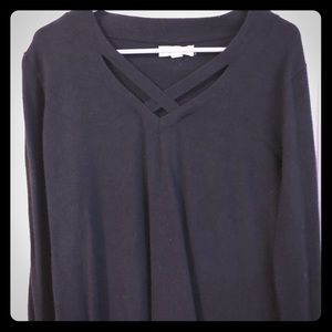 Black cross-front v-neck sweater